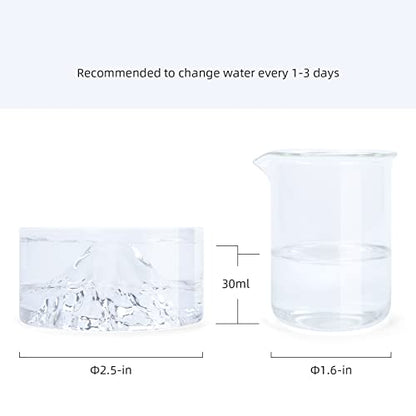 Niteangel Hamster Feeding & Water Bowls- Mount Fuji Series Glass Drinking Bowls for Dwarf Syrian Hamsters Gerbils Mice Rats or Other Similar-Sized Small Pets