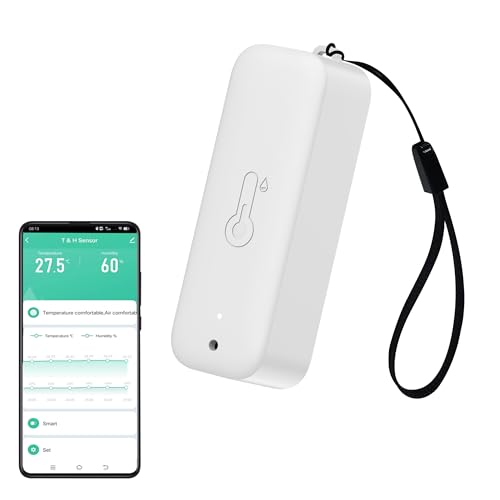 WiFi Hygrometer Thermometer Sensor, Wireless Smart Temperature Humidity Monitor with Remote App Notification Alert, for Home, Greenhouse White (1pack) - color: 1pack