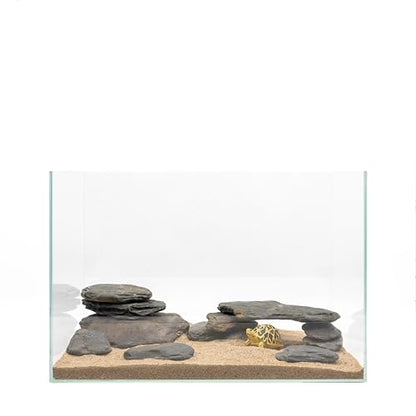 Aquarium Stone Natural Slate Stream Turtle Tank Rocks 3-7 inches Fish Rock for Aquarium Aquascaping Shrimp Tanks Amphibian Enclosures Paludarium-5lb - size: 5lb(3-7inch)