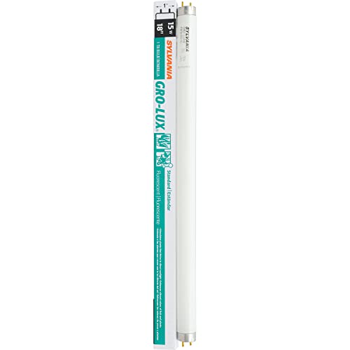 SYLVANIA T8 Gro-Lux Fluorescent Tube 18" Light Bulb, 15W, G12 Bi-Pin Base, 325 Lumens, Non-Dimmable, 5500K – 1 Pack (21657), White
