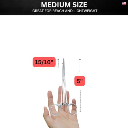 ADROIT (2 Pack) 5" Straight Tip Stainless Steel Hemostat Forceps | Precision Teeth Grip | Versatile Use for Sewing, Crafting, & Electronics - size: 5", style: Straight