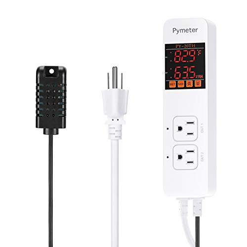 Temperature and Humidity Controller Reptile Mushroom Greenhouse Thermostat Pre Wired Dual Controlled Outlets Heater Fridge Humidifier Dehumidifier