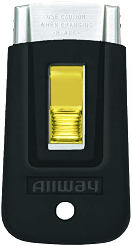ALLWAY SGS Soft Grip Safety Glass Scraper with 5 Blades | Retractable Blade, Easy Blade Change