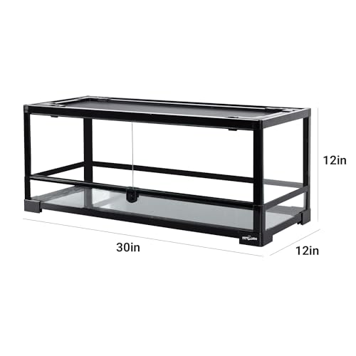 REPTI ZOO Glass Reptile Terrarium 20 Gallon, Front Opening Reptiles Tank 30" x 12"x 12" for Reptile Pets Gecko Lizard Snake, Top Screen Ventilation Escape Proof Lid