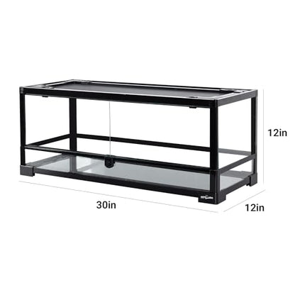REPTI ZOO Glass Reptile Terrarium 20 Gallon, Front Opening Reptiles Tank 30" x 12"x 12" for Reptile Pets Gecko Lizard Snake, Top Screen Ventilation Escape Proof Lid