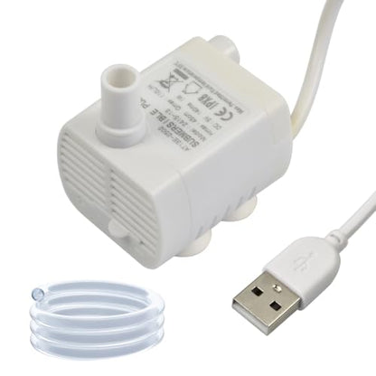 CONQUERALL DC 5V 29GPH 1W 1.5ft USB Mini Brushless Pump with 3.3ft Tubing for Solar Water Fountain Pump (White) - color: Usb 5v 1w 110l/H 45cm Head (White)