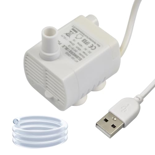 CONQUERALL DC 5V 29GPH 1W 1.5ft USB Mini Brushless Pump with 3.3ft Tubing for Solar Water Fountain Pump (White) - color: Usb 5v 1w 110l/H 45cm Head (White)