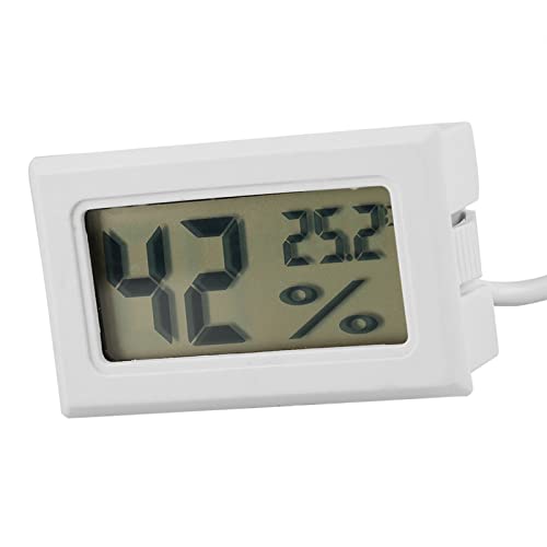 LCD Digital Temperature Humidity Display Thermometer Hygrometer, Integrated Thermometer Hygrometer with External Probe, for Reptile
