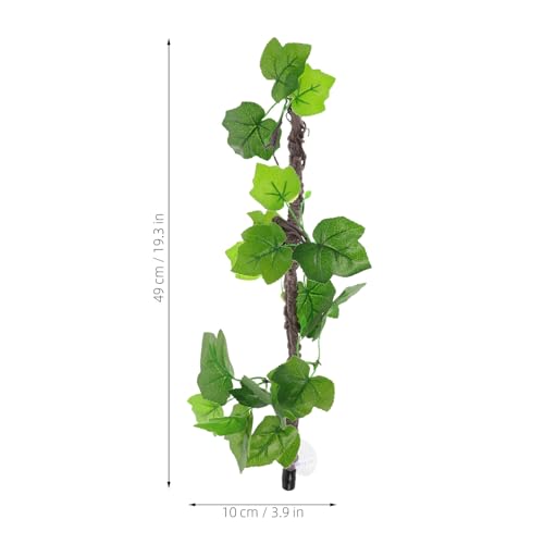 Cabilock Realistic Artificial Vine Branch for Reptile Habitat Decor, Bendable Fake Vine with Leaves for Amphibian Terrarium Climbing, 1pcs for Lizard Spider Bearded Dragon Enclosures