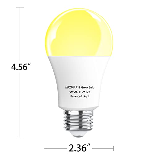 4 Pack LED Grow Light Bulbs A19 Bulb, Full Spectrum Plant Light Bulb, 9W E26 Grow Bulb Replace up to 80W, Grow Light for Indoor Plants, Flowers, Greenhouse, Indore Garden, Hydroponic - size: 4 Count (Pack of 1)