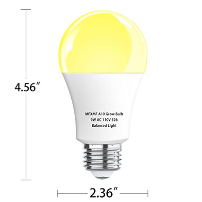 4 Pack LED Grow Light Bulbs A19 Bulb, Full Spectrum Plant Light Bulb, 9W E26 Grow Bulb Replace up to 80W, Grow Light for Indoor Plants, Flowers, Greenhouse, Indore Garden, Hydroponic - size: 4 Count (Pack of 1)