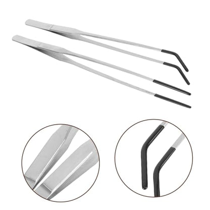 OSALADI 2pcs Aquarium Tweezers Stainless Steel Curved Tongs Long Handle Reptile Snake Feeding Tongs Accessories For Aquatic Plants Lizards