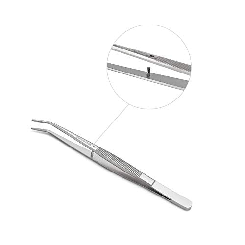 Stainless Steel Tweezers, with Curved Serrated Tip Multipurpose Sewing Machine Tweezers Forceps for Craft Repairing (5PCS) - size: 5 Count (Pack of 1)