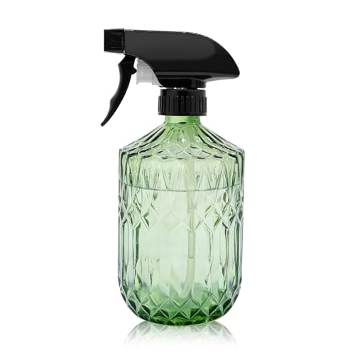Plant Mister Fine Mist Water Spray Bottle for Plants - 0.43L/15.17oz Handheld Glass Spray Bottles with Adjustable Nozzle - for Indoor Flower, Plant, Gardening, Cleaning (Light Green)