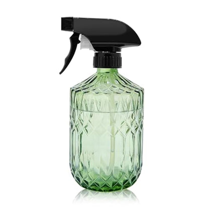Plant Mister Fine Mist Water Spray Bottle for Plants - 0.43L/15.17oz Handheld Glass Spray Bottles with Adjustable Nozzle - for Indoor Flower, Plant, Gardening, Cleaning (Light Green)