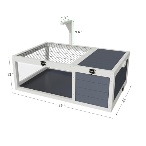 39" Wooden Reptile Habitat Tortoise House with Lamp Holder, Clear View Window & 2 Waterproof Trays, Detachable Legs Indoor Outdoor Enclosure for Turtles Lizards Geckos Small Pets (No Legs) - size: No Legs