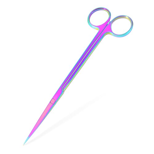 Mandala Crafts 10 Inches Rainbow Stainless Steel Straight Aquarium Scissors for Trimming Aquatic Plants – Long Aquascape Scissors for Fish Tanks, Hospital Tanks, Goldfish Bowls, and Terrariums - color: Rainbow Straight Scissors, size: 10 Inches