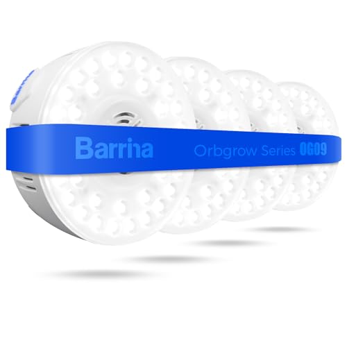 Barrina Orbgrow OG09 Puck LED Grow Light, 5000K 36W(4 x 9W, 540 Watt Equiv), Plant Lights for Indoor Plants Full Spectrum, Magnetic & Linkable, Small Grow lamp, Perfect for Plant Shelf, 4 Packs - color: 5000K, size: 4 Packs without Timer