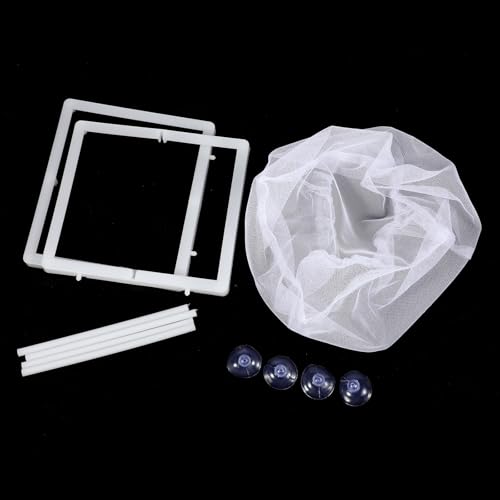 2 Pack Fish Incubator Mesh Box Aquarium, 6.3" x 5.51" x 5.91" Breeder Box for Fish Tank White Nylon Mesh Fishes Breeder Boxes for Aquarium Juvenile Fishes Separation Net Fry Hatchery with Suction Cups