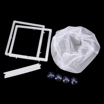 2 Pack Fish Incubator Mesh Box Aquarium, 6.3" x 5.51" x 5.91" Breeder Box for Fish Tank White Nylon Mesh Fishes Breeder Boxes for Aquarium Juvenile Fishes Separation Net Fry Hatchery with Suction Cups