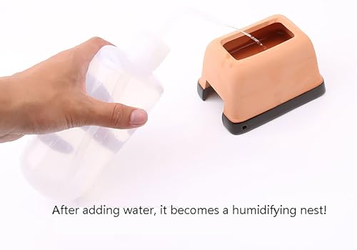 OMEM Premium Reptile Humidification Cave with Basin for Leopard Geckos Professional Clay Pottery Hideaway (Small) - size: Small