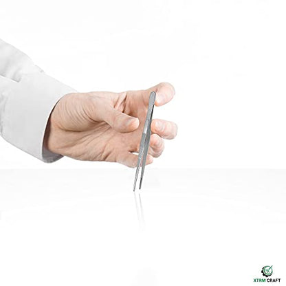 Thumb Dressing Forceps, Mulipurpose Tweezer Stainless Steel, Serrated Tip Straight 5.5 Inch - size: 5.5"
