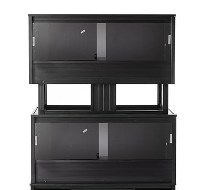 New Age Pet ECOFLEX Two Large Reptile Enclosures with Matching Stacker Combo Set in Black