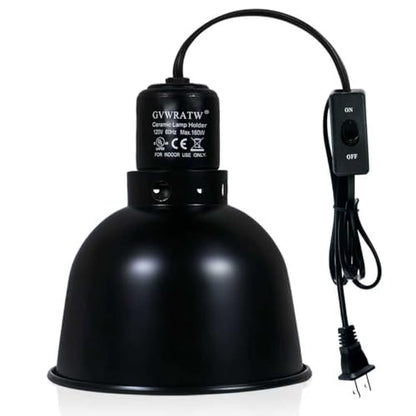 5.5 Inch Shallow Dome Reptile Lamp Fixture, Suitable for UVB Bulbs and Basking Heat Bulbs, Max 160W.