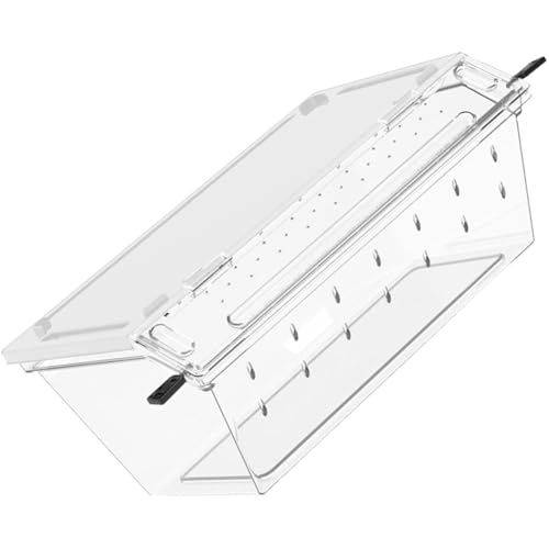 1 Clear Habitat Enclosure with Ventilation Holes, Easy-Clean Acrylic for Amphibians & Small Pets Snake Habitat Box - color: White