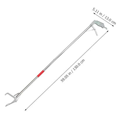 Mikikit 1pc Folding Stainless Steel Snake Catcher Clip Practical Trap Clamp with Lock for Safe Handling Lightweight Design for Home Garden Outdoor Use - size: 63X13CM