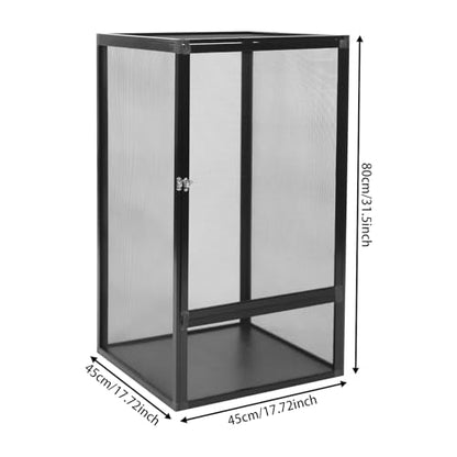 45 Gallon Reptile Terrarium 360° Panoramic Metal Mesh 32" x 18" x 18" Reptile Cage Gecko Tank Chameleon Enclosure with Superior Ventilation, Portable Habitat for Indoor/Outdoor, Easy Feeding