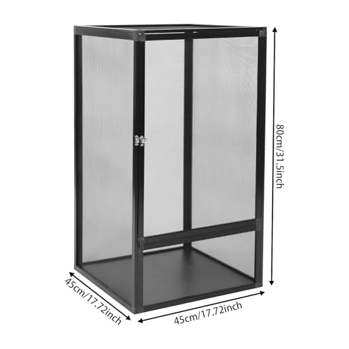 Large Reptile Terrarium with Aluminum Alloy Frame, 120 Gallon Vertical Lizard Cage for Chameleon, Crested Gecko, Frog & Jumping Spider, 45x45x80cm Climbing Enclosure, Removable Mesh Panels