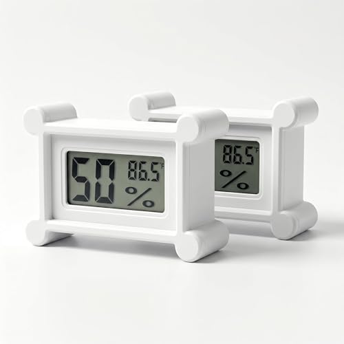 2 Pcs Reptile Thermometer and Humidity Gauge, Digital Thermometer with Strong Magnet, Mini Digital Hygrometer with LCD Screen for Reptile Terrariums and Seed Starter Trays