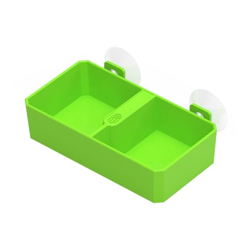 DONGKER Reptile Feeding Ledge,Square Dual-Compartment Reptile Water Food Bowl with 2 Suction Cup for Bearded Dragon Lizard Turtle Tortoise - size: L 5.5"x3.3"x1.4"