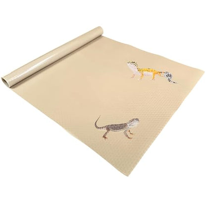 Tank Liner, 17.7" x 59", Reptile Terrarium Substrate Mat Carpet Bedding, Enclosure Liner for Bearded Dragon Leopard Gecko Lizard Tortoise Snake (Beige) - color: Beige