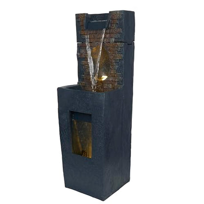 Alpine Corporation TZL398 40" Stone Wall Cascading Fountain with LED Lights, Elegant Outdoor Water Feature for Garden, Patio, Backyard & Home Decor, Relaxing Waterfall Fountain, Gray - style: 40"H - Gray Stone Wall w/ LEDs