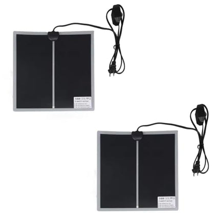 Reptile Pet Heat Mats, 7/14/20W 110V Adjustable Temperature, Rapid Heating Pad for Home Office Insect Box Under Tank Terrarium Turtle Tortoise Snakes Lizard (Black-14W-US Plug-110V(28X28CM)-2Pcs) - color: Black-14W-US Plug-110V(28X28CM)-2Pcs