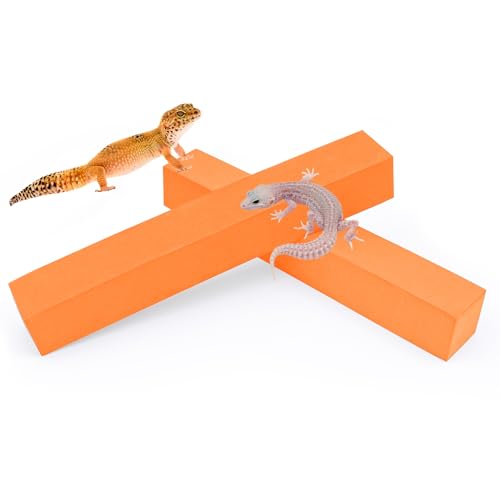 2-Pack Adjustable Reptile Climbing Branches – Compressed Foam Strips for Tree Frogs, Geckos & Small Arboreal Pets | Naturalistic Habitat Decor - color: Orange