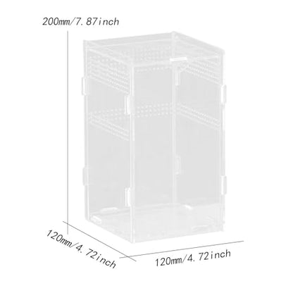 Reptile Breeding Box Terrarium Clear Animal Habitat Cage with Ventilation Holes for Geckos Frogs Hermit Crabs- 12x12x20cm - size: 12x12x20cm