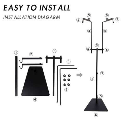 Adjustable Reptile Dual Lamp Stand Floor Light Holder, Hook Hanging Heat Lamp for Reptile Amphibian Terrariums Tortoise and Other Cold Blooded Animal Enclosures Glass Terrarium Heating Light