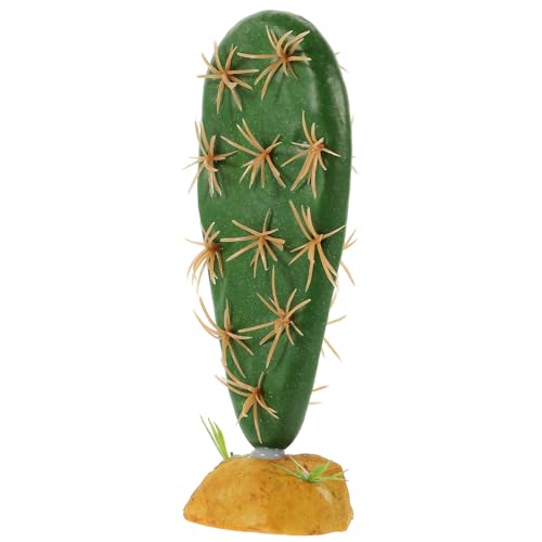Cabilock Reptile Terrarium Artificial Cactus Plant Decor Fade-Resistant Resin Habitat Hideout for Amphibians and Reptiles Plastic Fake Succulent for Fish Tank Landscaping and Pet Shelter