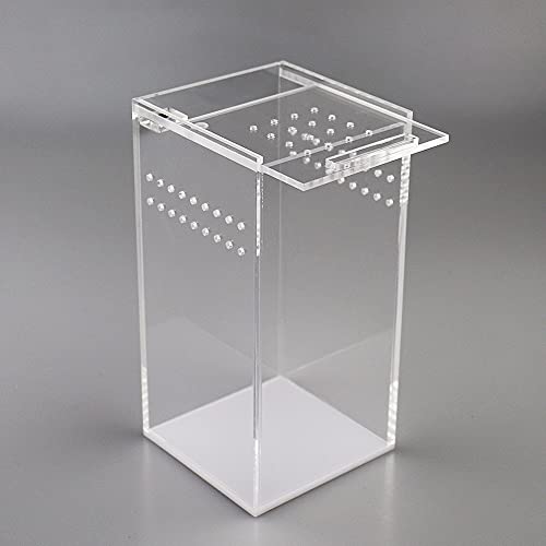 NANEEZOO Magnetic Acrylic Case, 2.9x2.9x6 Inch Nano Arboreal Tarantula Enclosure Reptile Habitat Terrarium Breeding Box for Spider Scorpion Sling Isopods Lizards Invertebrates Insect Mantis