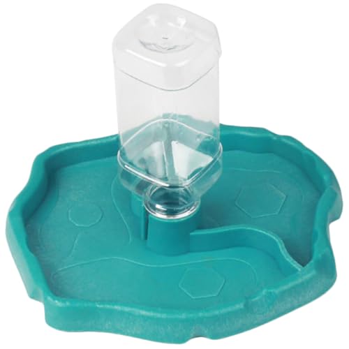 Automatic Reptile Waterer and Turtle Feed Bowl with Reservoir, Lake Blue Sturdy Plastic Reptile Food Dish Suitable for Bearded Dragons and Amphibian Terrariums