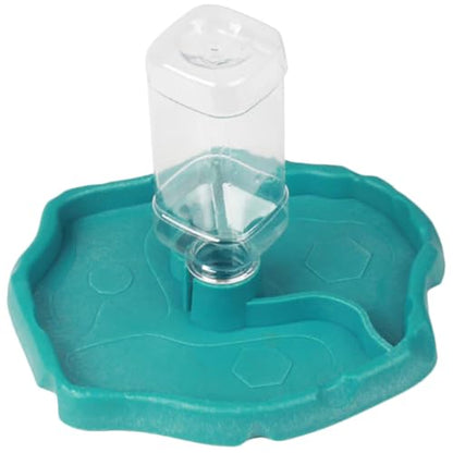 Alasum Automatic Reptile Waterer and Food Dish, Lake Blue Portable Water Dispenser with Reservoir for Bearded Dragon and Lizard Tank Accessories