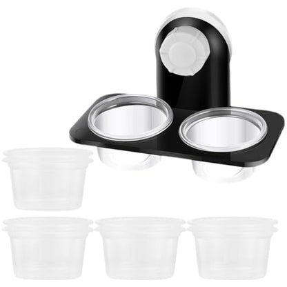 Cabilock Reptile Feeding Bowls with Suction Cups, Hanging Double-Compartment Feeder for Lizards and Small Reptiles, 11pcs Set with Washable Food and Water Dish for Terrarium Supplies