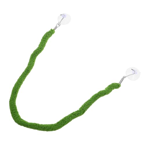 Outanaya Bendable Reptile Vine Rope with Enhanced Grip Surface for Lizard and Reptile Tank Habitat, Realistic Green Plush Climbing Rope with Suction Cup Hook for Terrarium Decoration