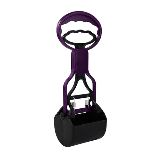 Andiker Portable Pet Pooper Scooper with Short Handle, Pet Clamp Scooper, High Elastic Spring Dog Poop Scoop Indoor and Outdoor Cleaning Tool (Purple) - color: Purple