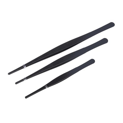 TOPINCN Reptile Feeding Long Tongs, Prevent Slip Stainless Steel Reptile Feeding Tweezers Set Easy Cleaning for Snake (Straight)