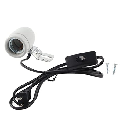 Pissente E27 Lamp Holder, 300W E27 Rotatable Reptile Pet Clip Heat Lamp Bulb Base Socket Holder Replacement Heat Lamp Holder for Reptile Light Fixture Holder, 110-240V US Plug