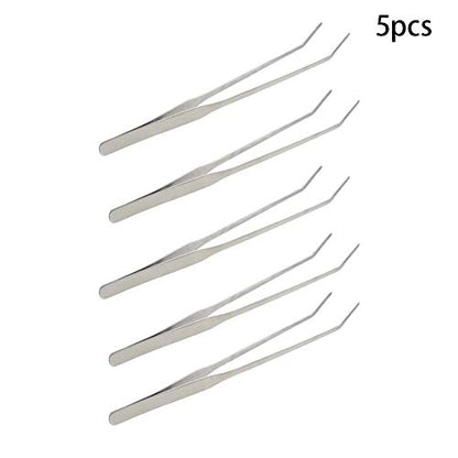 Utoolmart Aquarium Plant Tweezer, Stainless Steel Curved Tweezer, Aquarium Tweezers Extra Long 27cm, for Fish Tank Plant Aquascape Tools, Feeding Tongs, 5 Pcs - color: 5pcs, size: 27cm Curved
